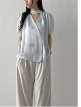 Pomelo Tie Short Sleeve Blouse