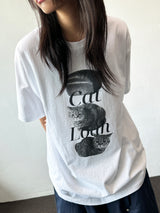 ノア キャット タトゥープリント オーバーサイズ ブラックTシャツ - 4カラー