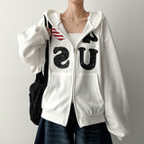 4US Heart American Flag 2way フード付きジップアップ