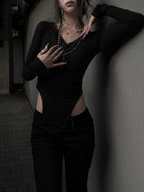 hook deep slit T (2color)