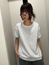 Fake Layered Arm Snap Oversized T-Shirt 6color