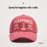 'HAPPINESS' Deep Cherry Pink Ball Cap