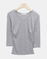 ナイロンVネックサイドシャーリング7スリーブTシャツ