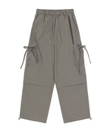 [NF] RIBBON CARGO PARACHUTE PANTS (ASH KHAKI)_F24QD867