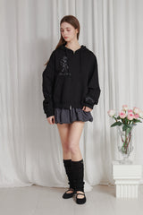 ROSE 2WAY HOOD ZIP UP black