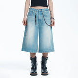 Star 8-part denim bermuda pants - LIGHT BLUE