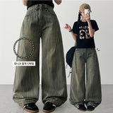 Mack Washing Stripe Diagonal Slot デニムワイドパンツ