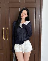Haro See-through Deep V-Neck Knit