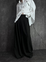 double-pleated long wide slacks