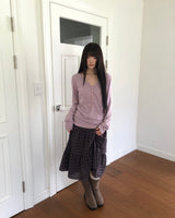 Dian Check Tiered Midi Skirt