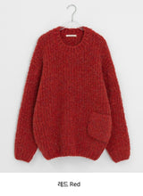 Kyuns Pocket Boucle Round Wool Knit