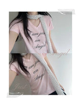 VネックショートスリーブTシャツ (2 Colors）