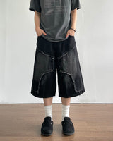 Rough Double Knee Half Denim Pants