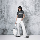 ヘリンボーンダメージカッティングスカートパンツ (WHITE)