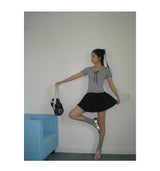 ribbon frill sweet short-sleeved knitwear