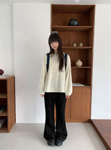 26SS★【BAONHAUS】キャサリンバンディングセミブーツカットパンツ