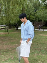 Cooling seersucker bermuda pants