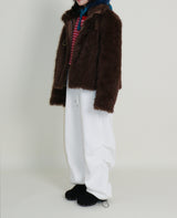 レイチェル 2ベルトディテールショート丈ファージャケット (Lining Quilted)