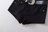 Keira Belted Denim Shorts