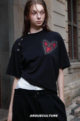 Asymmetrical Rhinestone Graphic Tee