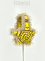 Handmade Crochet Star Ear Muffs in Banana Latte Color （Yellow & Warm Latte Brown）