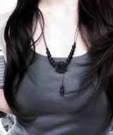 vintage black ローズノットネックレス
