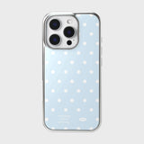 ホリデーエポキシバンパーケース (silver frame / skyblue mini dot)