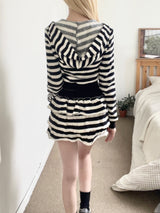 1476. Love stripe crop hood zip-up (2color)