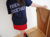  Friends Together Patchwork T Shirt - Navy (Loose Type)