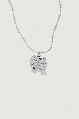 [925SILVER] ROSETTE RIBBON NECKLACE