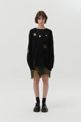 PICK WAPPEN DAMAGE SUMMER KNIT - BLACK