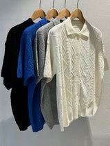 LMN フィッシャーケーブルカラー半袖ニット (4 colors)