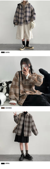 ボクシーチェッカーシャツジャケット