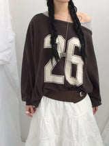 Numbering loose sweatshirt