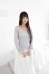 v-neck melange light top(2colors)