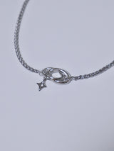 All surgical steel double ring frame necklace