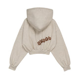 SW LOGO CROP ZIP UP HOODIE - YELLOW MELANGE