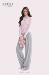 Baby Pink Cable Knit Cardigan