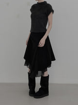 Anti-Fur Half-Pola Short-Sleeve Knit
