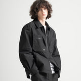 Poly Cotton Zip Shirts Jacket - BLACK