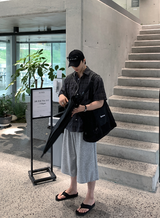 ルック グラス サマー デイリー ソフト チェック ショート スリーブ シャツ
