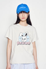 25SSナインティーズレトロバニーウーマンショートスリーブTシャツ ライトグレー