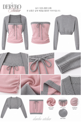 Pink gray bolero top two-piece