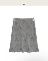 [ antique ] loev flower see-through midi sk