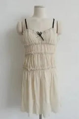 BOW-TIE RUCHED MINI DRESS (IVORY)
