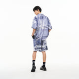 RELABEL Inverted Cowboy Digital Printing Short-Sleeve Shirt, West Coast Hip-Hop Full-Print Trendy Brand Shirt