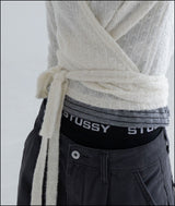 Pomel wrap knit cardigan
