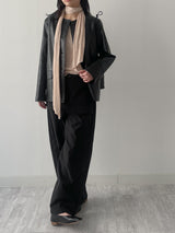 [Muffler set] プリーツUネック長袖Tシャツ