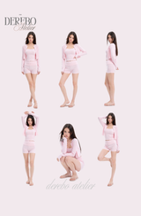 Pink cream lounge cardigan top set (sleeveless)