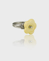 Sewing Button Ring (Flower, Yellow)